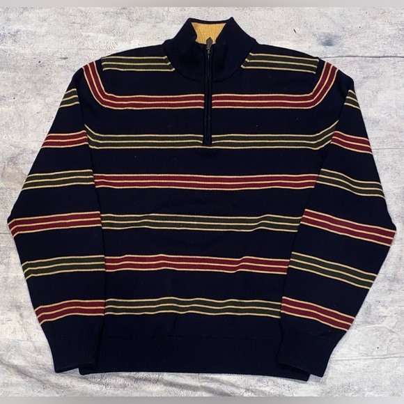 Brooks Brothers Other - Brooks Brothers Extra Fine Merino Wool Quarter Zip Up Striped Sweater M Vintage